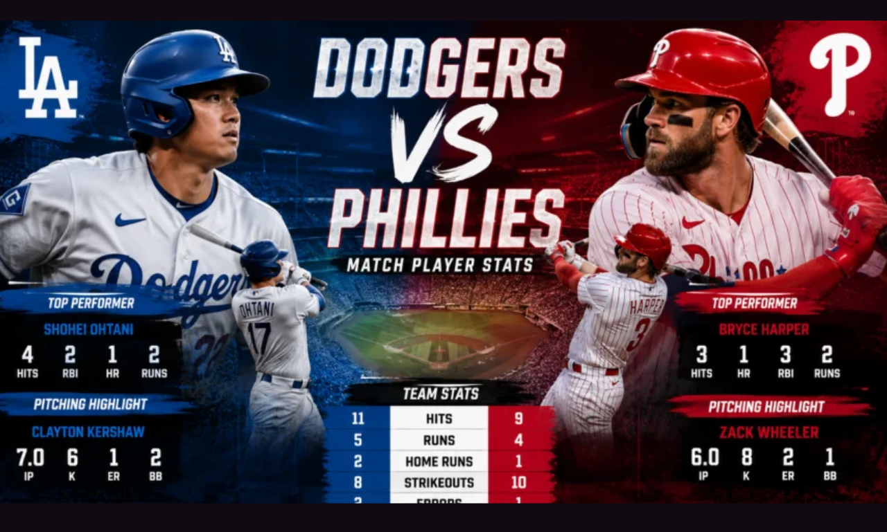 Phillies vs Dodgers Match Player Stats